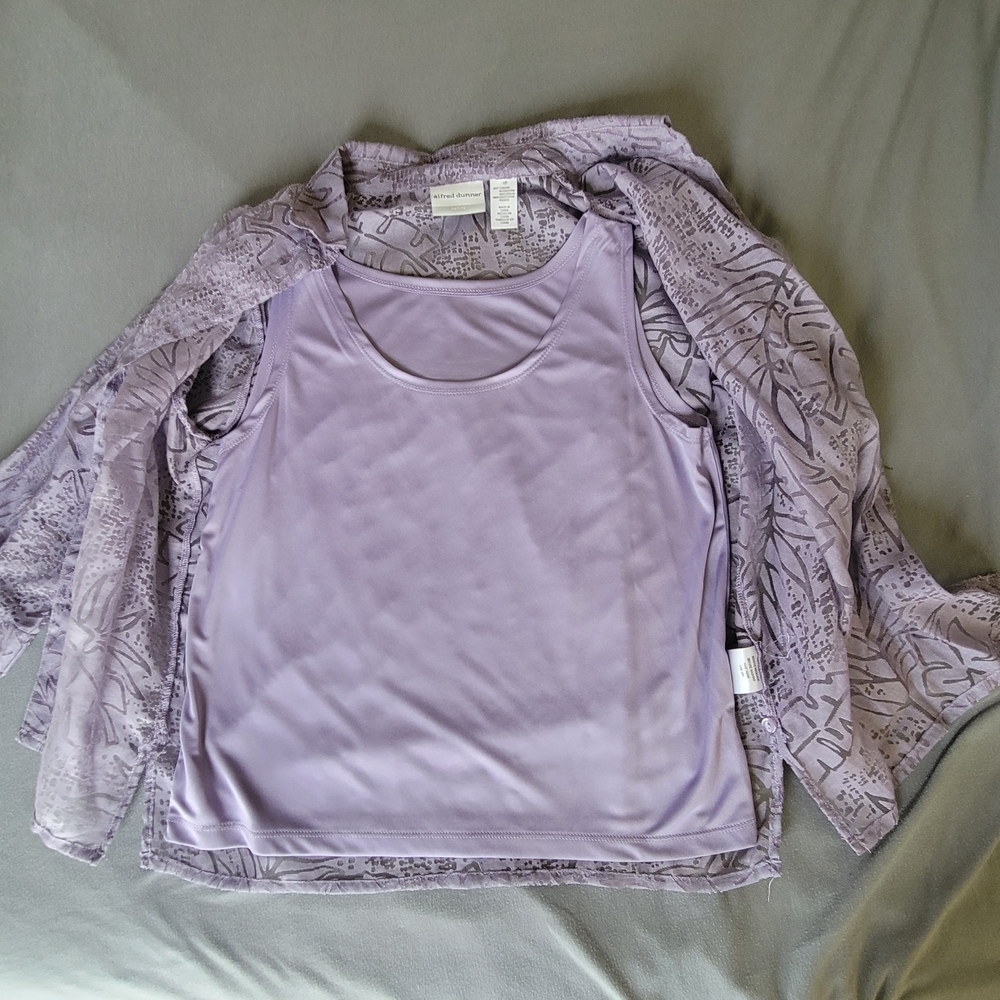 Alfred Dunner Lavender Women's Layered Twinset - 12 Petite